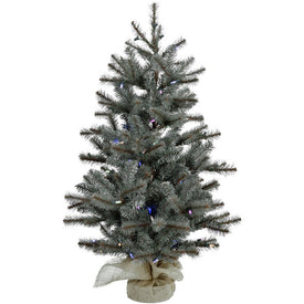 2' Pre-Lit Yardville Pine Artificial Accent Tree with Burlap Base with Multi-Color LED Lights