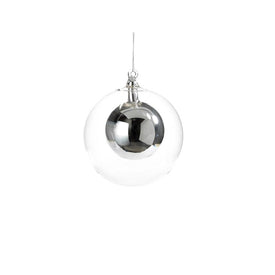 Large Double Glass Ball Holiday Ornaments Set of 4 - Silver