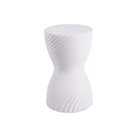 Twisted Ribbed White Earthenware Stool
