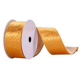 2.5" x 10 Yards Gold with Gold Dots Ribbon
