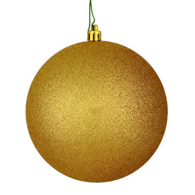 12" Copper/Gold Glitter Ball Ornament with Drilled Cap