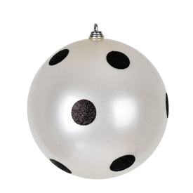 6" White Candy Ball Ornaments with Black Dots 4 Per Bag
