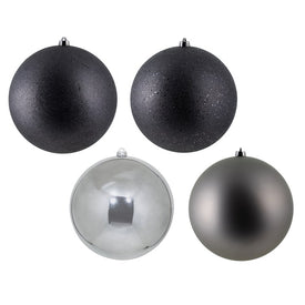 10" Limestone Four-Finish Assorted Ball Ornaments with Drilled Caps 4 Per Bag