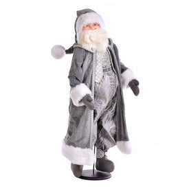 36" Silver Sleigh Bells Santa Doll Stand