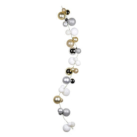 6' Champagne/Silver/White Assorted Ball Ornament Garland
