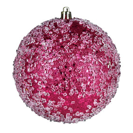 12" Fuchsia Glitter Hail Ball Ornament