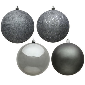 1.6" Pewter Four-Finish Assorted Ball Ornaments 96 Per Box