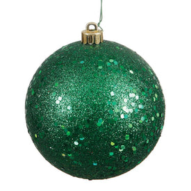 12" Emerald Sequin Ball Ornament with Drilled Cap