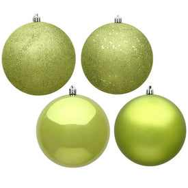 2.4" Lime Four-Finish Assorted Ball Ornaments 60 Per Box