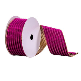 2.5" x 10 Yards Purple Stripe Gold Back Ribbon