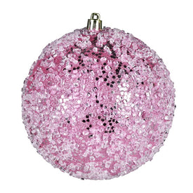 6" Pink Glitter Hail Ball Ornaments 4 Per Bag