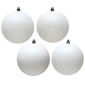3" White Four-Finish Assorted Ball Ornaments 32 Per Box