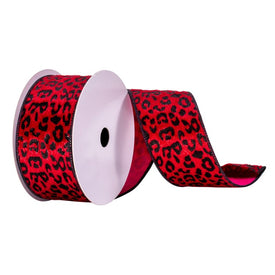 2.5" x 10 Yards Red Leopard Print Ribbon