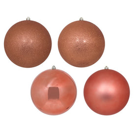 12" Coral Four-Finish Assorted Ball Ornaments 4 Per Bag