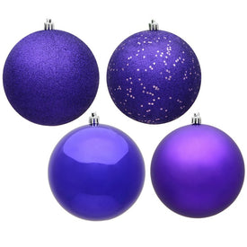 1.6" Purple Four-Finish Assorted Ball Ornaments 96 Per Box