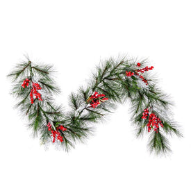 6' x 16" Unlit Artificial Red/Green Frosted Garland Decor with 55 Tips