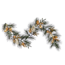 6' x 16" Unlit Artificial Gold/Silver Garland Decor with 30 Tips