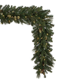 Vickerman 9' x 14" Emerald Mixed Fir Artificial Christmas Garland with Warm White LED Lights.