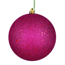 12" Berry Red Sequin Ball Ornament with Drilled Cap