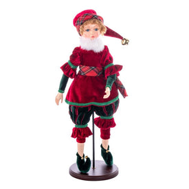 18" Red Plaid Fairy Girl with Stand