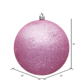 12" Pink Sequin Ball Ornament with Drilled Cap
