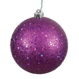 12" Plum Sequin Ball Ornament with Drilled Cap