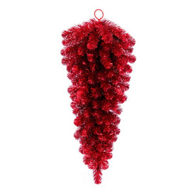 36" Unlit Artificial Deluxe Red Tinsel Teardrop with 86 Tips
