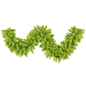 9' x 14" Pre-Lit Artificial Flocked Lime Green Garland with 100 Lime Dura-Lit LED Lights