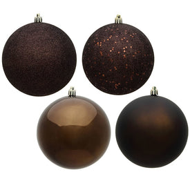 2.4" Chocolate Four-Finish Assorted Ball Ornaments 60 Per Box