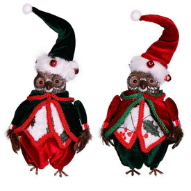 7.5" Holly Jolly Owl Assorted Ornaments 2 Per Box