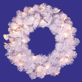 20" Pre-Lit Artificial Crystal White Wreath with 50 Clear Dura-Lit Lights