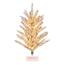 4' x 35" Pre-Lit Vintage Aluminum Christmas Tree with 500 Warm White 3MM LED Lights