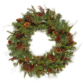 30" Pre-Lit Cibola Mixed Berry Wreath with 50 Cleat Dura-Lit Lights