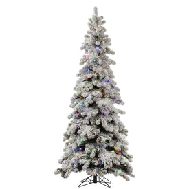 4' x 26" Pre-Lit Artificial Flocked Kodiak Tree with 150 Multi-Color and 25 G40 LED Lights