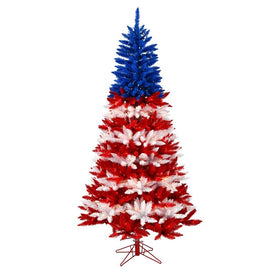 7.5' x 48" Pre-Lit Artificial Centennial Pine Tree with 900 Red/Clear/Blue Lights