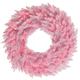 30" Pre-Lit Artificial Pink Fir Wreath with 260 Tips and 100 Pink Dura-Lit Lights