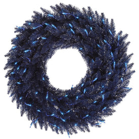 30" Pre-Lit Artificial Navy Blue Fir Wreath with 260 Tips and 100 Blue Dura-Lit Lights