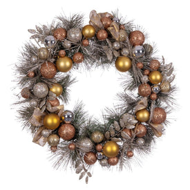 22" Unlit Artificial Copper/Gold Decorative Wreath