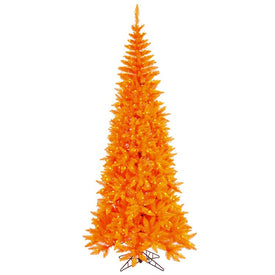 4.5' x 24" Pre-Lit Artificial Orange Slim Fir Tree with 400 Tips and 200 Orange Dura-Lit LED Lights
