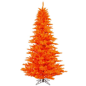 4.5' x 34" Pre-Lit Artificial Orange Fir Tree with 525 Tips and 250 Orange Dura-Lit Lights