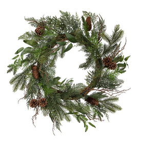 24" Unlit Artificial Cedar Pine Cone Twig Wreath with 155 Tips
