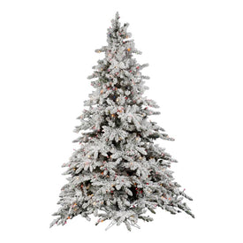 7.5' x 65" Pre-Lit Artificial Flocked Utica Tree with 850 Multi-Color Dura-Lit Lights