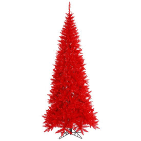 6.5' x 34" Unlit Artificial Red Slim Fir Tree with 948 Tips