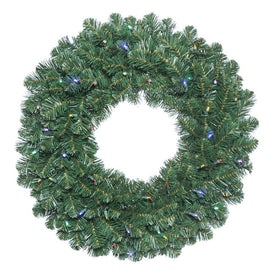 20" Pre-Lit Artificial Oregon Fir Wreath with 35 Wide-Angle Multi-Color LED Lights