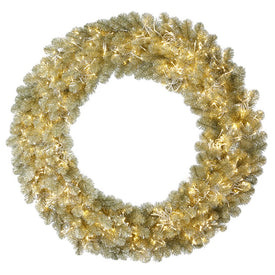 30" Pre-Lit Artificial Champagne Wreath with 220 Warm White Eight-Function 3MM LED Lights