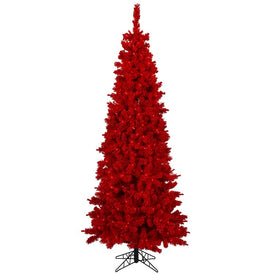 4.5' x 24" Pre-Lit Artificial Flocked Red Tree with 360 Tips and 150 Red Dura-Lit LED Lights