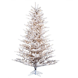 7.5' x 62" Pre-Lit Artificial Flocked Stick Tree with 600 Warm White Dura-Lit LED Lights