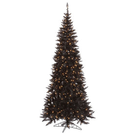 6.5' x 34" Pre-Lit Artificial Black Slim Tree with 948 Tips and 400 Warm White Dura-Lit LED Lights