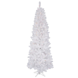 5.5' x 28" Pre-Lit Artificial White Salem Pencil Tree with 200 Multi-Color Dura-Lit Lights