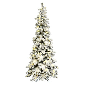 7' x 40" Pre-Lit Artificial Flocked Kodiak Tree with 555 Warm White and 55 G40 LED Lights